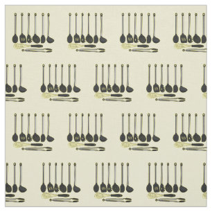 Tecido Ilustração de desenho animado de utensílios de coz