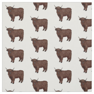 Tecido Ilustração de desenho animado de vaca em terras al