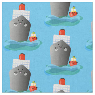 Tecido Ilustração de desenho animado do navio de linha do