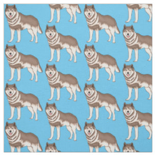 Tecido Ilustração de desenho animado siberiano husky