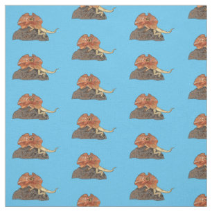 Tecido Ilustração de desenho de lagarto de pescoço frito