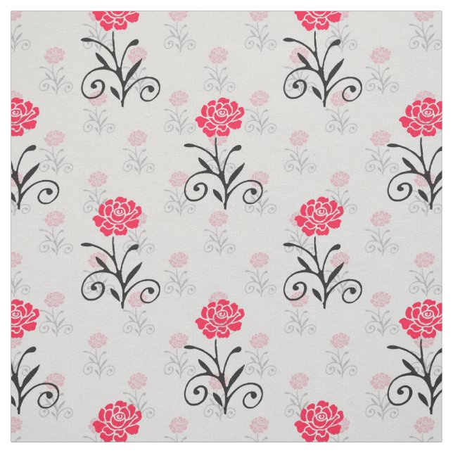 Tecido Ilustração de Haste de Flor Vermelha (Modelo)