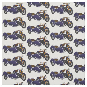 Tecido Ilustração de motocicleta roxa Sidecar