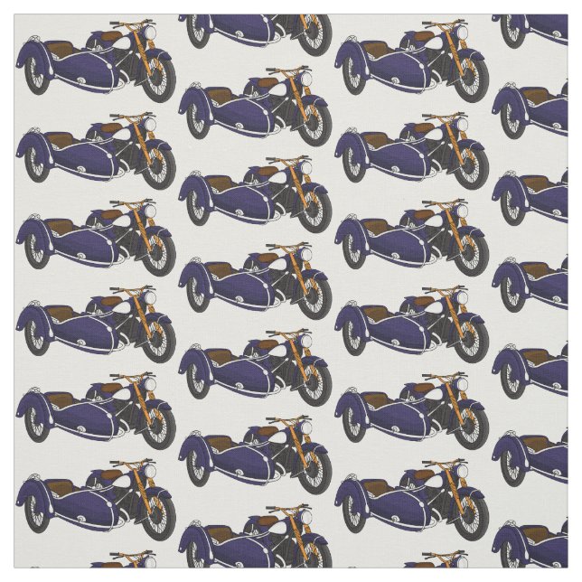 Tecido Ilustração de motocicleta roxa Sidecar (Modelo)