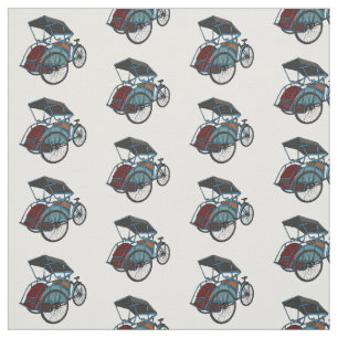 Tecido Ilustração do desenho do rickshaw Ciclo