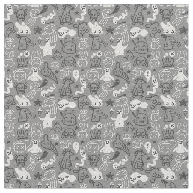 Tecido ilustração do teste padrão dos doodles (Detalhe)