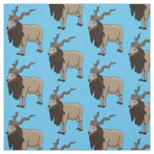 Tecido Ilustração em desenho animado de cabra Markhor