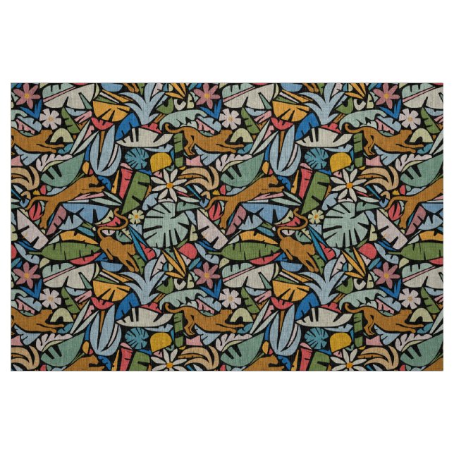 Tecido Ilustração Moderna do Meio século Selva de Tiki (Fat Quarter)