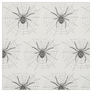 Tecido Ilustração Vintage de Aranha Preta e Branca