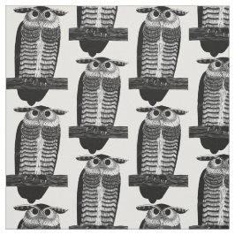 Tecido Ilustração vintage em tinta de ave coruja art déco