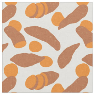 Tecido Ilustrações De Batatas Doce Cute Patteradas