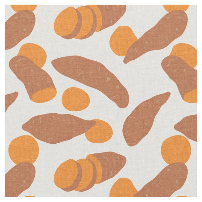 Tecido Ilustrações De Batatas Doce Cute Patteradas (Detalhe)