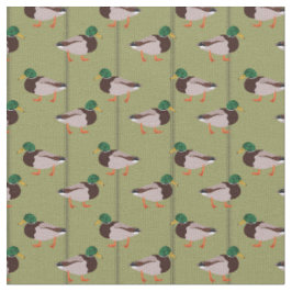 Tecido Ilustrações de Patos-reais em Verde-oliva