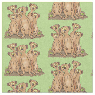 Tecido Imagem animada da família Meerkat