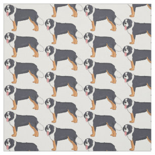 Tecido Imagem de desenho animado de cão da montanha Berne