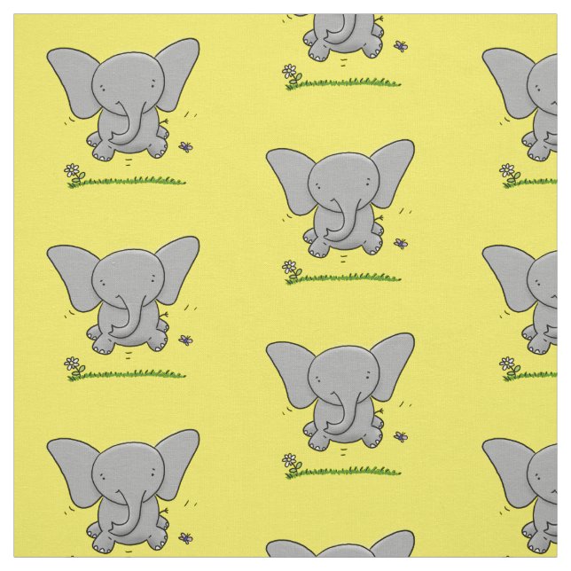 Tecido Imagem de desenho animado de elefante de bebê feli (Modelo)