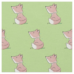 Tecido Imagem de desenho animado de raposas de bebês