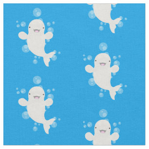Tecido Imagem de desenhos animados das bolhas de baleia-b