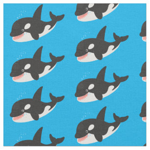 Tecido Imagem engraçada de desenho animado de orca