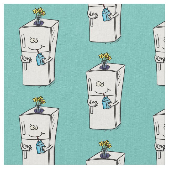 Tecido Imagem engraçada do desenho do frigorífico (Detalhe)