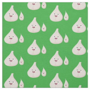 Tecido Imagem vegetal do desenho animado de alho cúprico