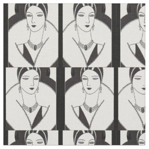 Tecido impressão 1928 da mulher do art deco
