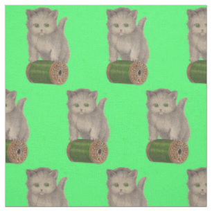 Tecido Impressão 1930 branco do gatinho de Corticelli