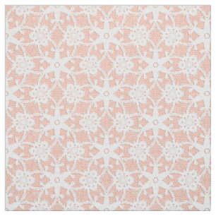 Tecido Impressão antigo do laço - branco e pêssego