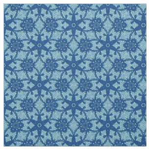 Tecido Impressão antigo do laço - safira e azul pálido