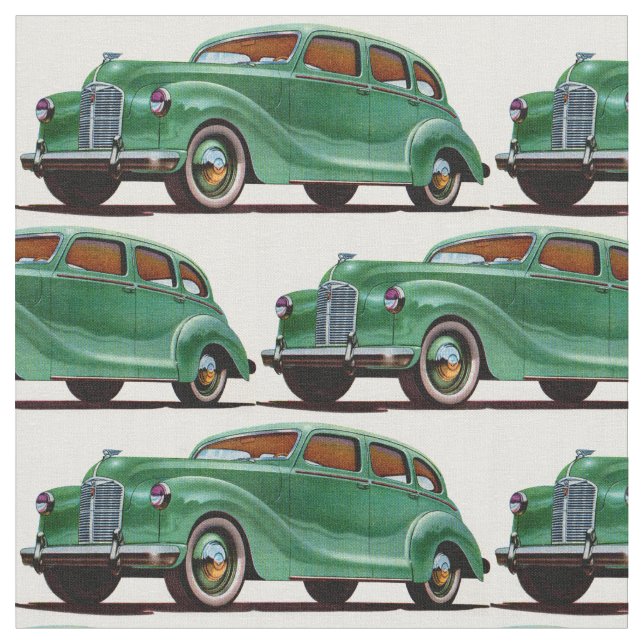 Tecido impressão Austin Devon verde 1948 (Detalhe)