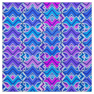 Tecido Impressão, azul, violeta e branco tribais do Bati