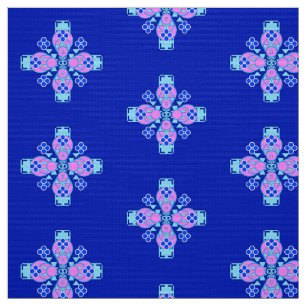 Tecido Impressão Bandana - orquídea, azul e cobalto