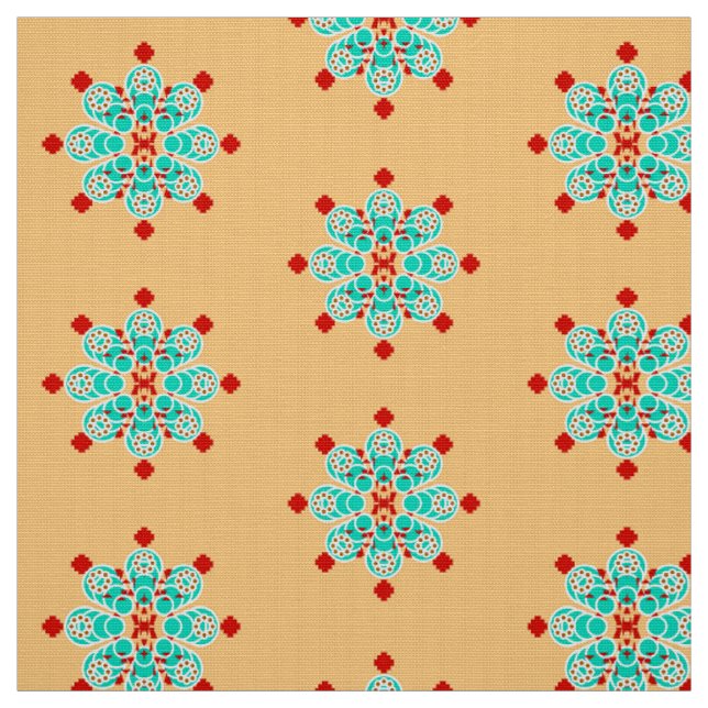Tecido Impressão Bandana - turquesa e pêssego (Modelo)
