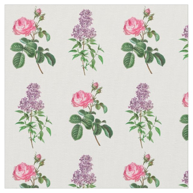 Tecido Impressão Botânica de Rosa e Lilás (Detalhe)