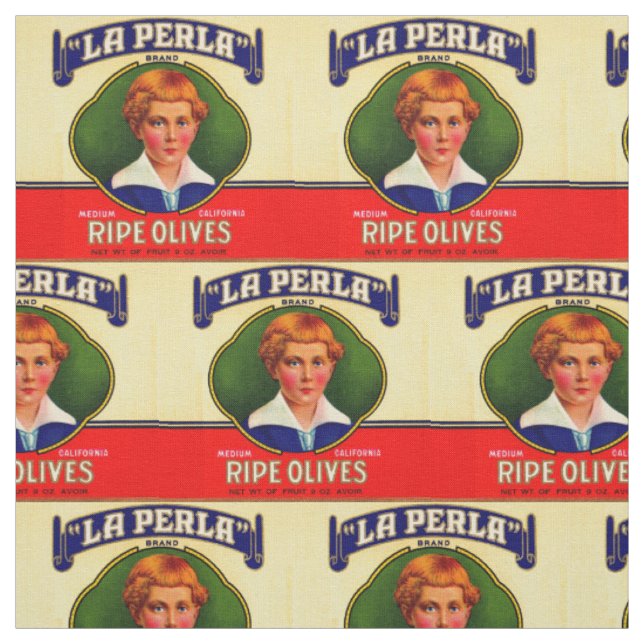 Tecido impressão da etiqueta LaPerla Olives de 1930 (Modelo)