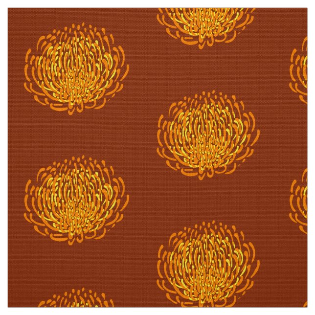 Tecido Impressão da flor do Protea: marrom, amarelo, (Modelo)