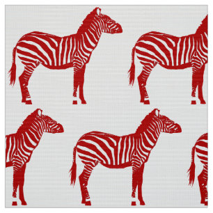 Tecido Impressão da zebra - vermelho escuro e branco