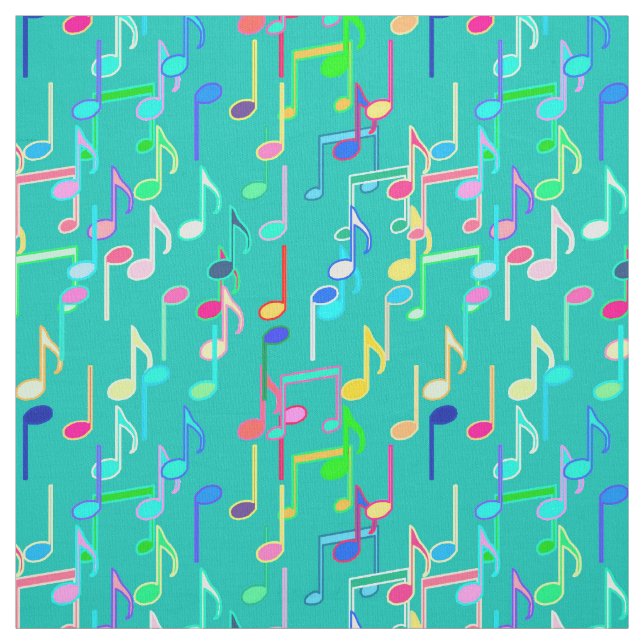 Tecido Impressão das notas musicais - turquesa, multi (Modelo)