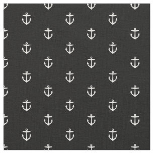 Tecido Impressão de Âncora Preta e Branca