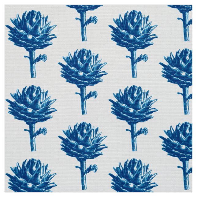 Tecido Impressão de Artichoke Botânico, Azul Indigo e Bra (Modelo)
