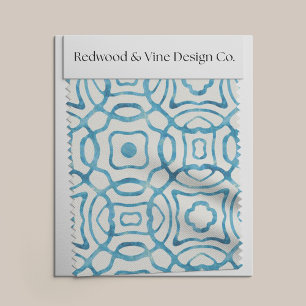 Tecido Impressão de Bloco de Quatrefoil de Cor Azul