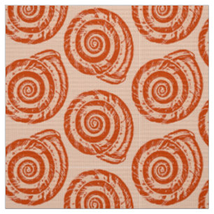 Tecido Impressão de bloco espiral do Seashell, laranja