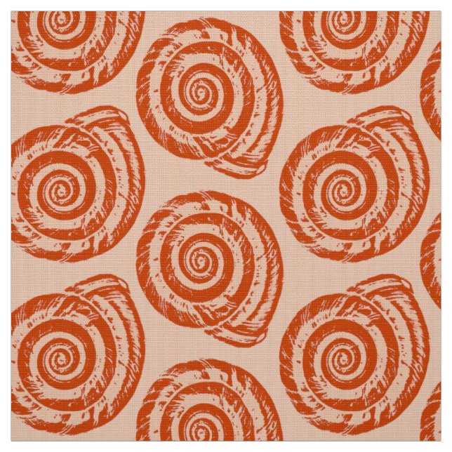 Tecido Impressão de bloco espiral do Seashell, laranja (Modelo)