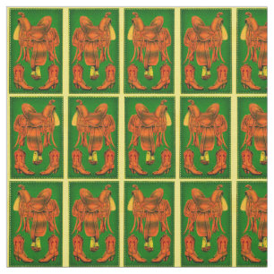 Tecido impressão de botas de sela e cowboy ocidentais