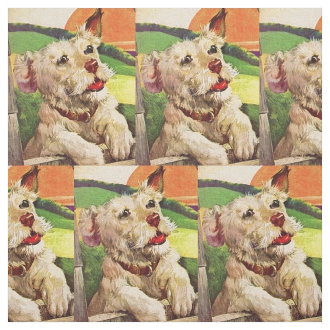 Tecido impressão de cachorro adorável dos anos 40 (Modelo)