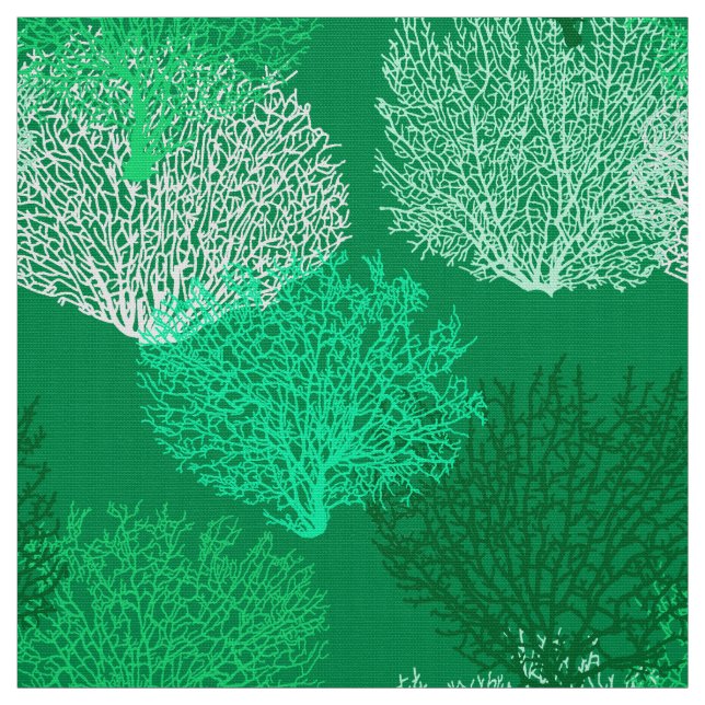 Tecido Impressão de coral do ventilador, tons de verde de (Modelo)