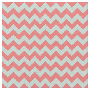 Tecido Impressão de Coral Moderno e Chevron Verde Mint