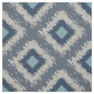 Tecido Impressão de Diamond de Padrão Ikat Azul Editáv
