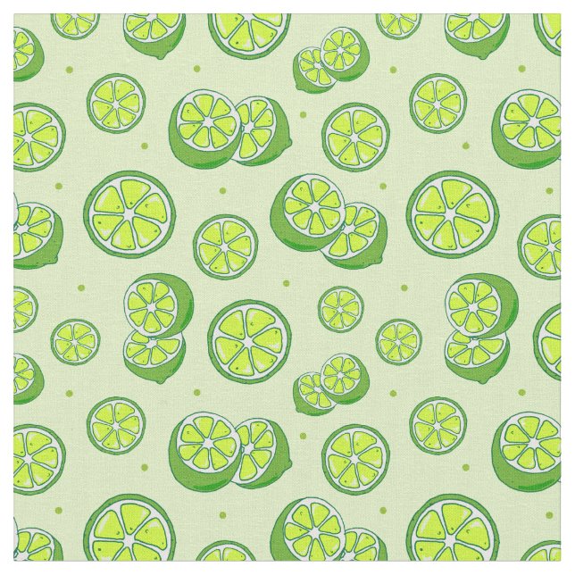 Tecido Impressão de Fruta Verde Funky com fatias de Verão (Detalhe)