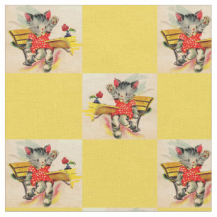 Tecido impressão de gatinho